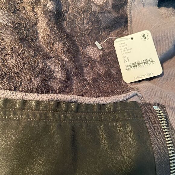 NWT We The Free People Rat Pack Black Vegan Leather Lace Zip Hoodie Vest… - Picture 12 of 13